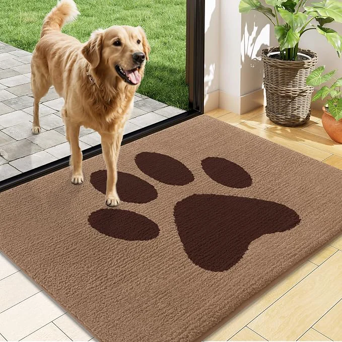 Superior Buganda Dog Door Mat for Muddy Paws Absorbent Dirt Trapper Non Slip Indoor Detailed