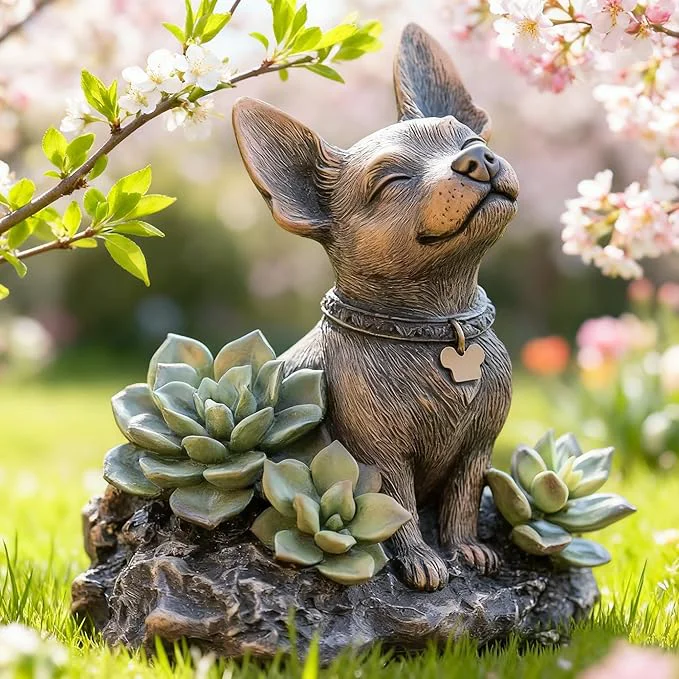 World-Class Dog Statue Solar Garden Statues Dog Decor Certified