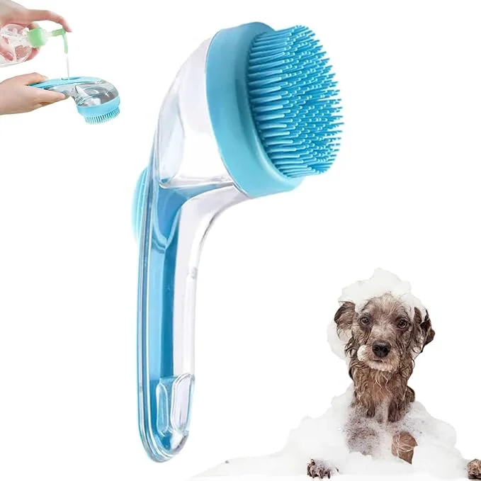 Fine Crafted Dog Bath Brush 2 in 1 Pet Bath Brush Soft Dog Scrubber Top-Quality