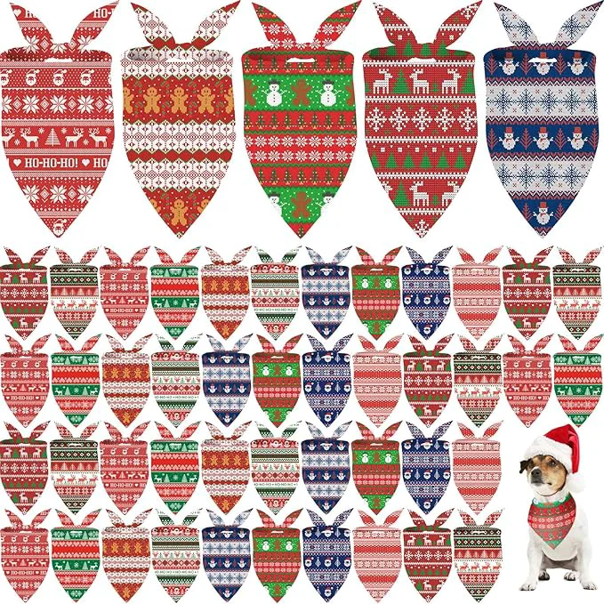 Enhanced Weewooday 50 Pcs Christmas Bandanas Top-Quality
