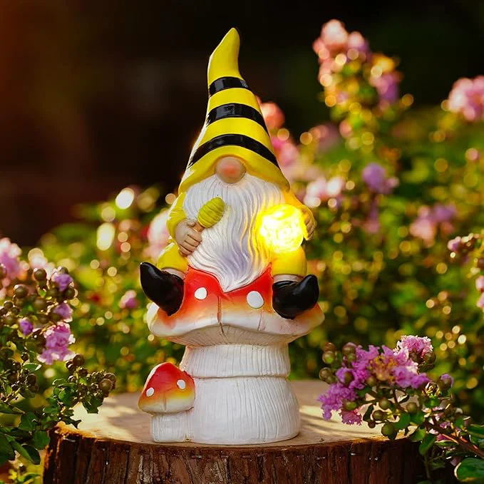 Reliable Solar Gnome on Mushroom Decor for Yard Decorations Fine