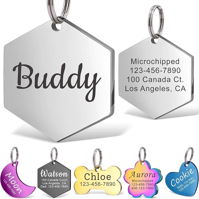 Dependable Anavia Personalized Pet ID Tags Stainless Steel Glossy Laser Engraved Dog Cat Functional