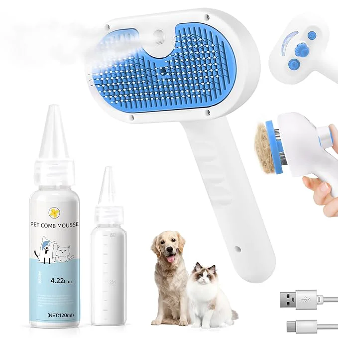 World-Class Pet Steam Brush for Dog Cat Prestigious