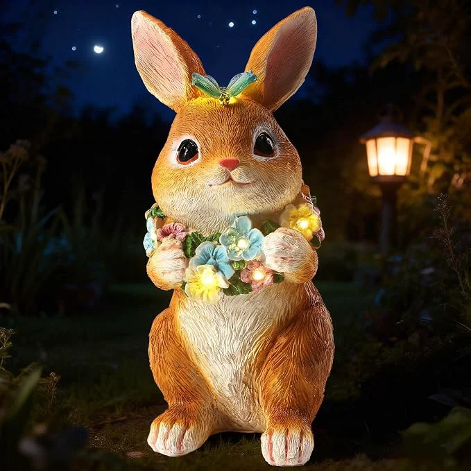 Versatile Solar Garden Statues Outdoor Easter Bunny Decorations Convenient