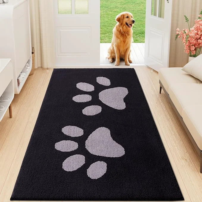 Soft Buganda Dog Door Mat for Muddy Paws Absorbent Dirt Trapper Washable Indoor Natural