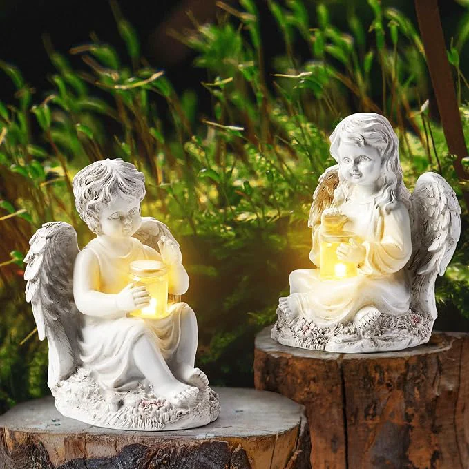 Trusted 2 Pack Outdoor Angel Statue Garden Decor Classic Solar Angel Figurine Fine