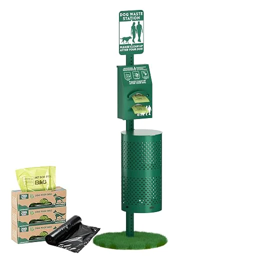 World-Class POCHAR Dog Waste Station Outdoor Aluminum Rustproof Pet Poop Station Exclusive