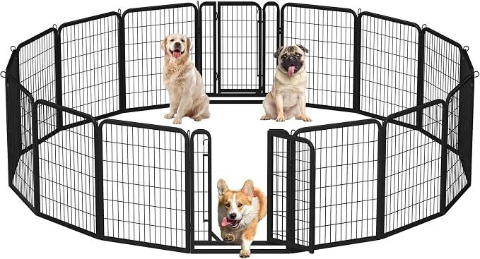 World-Class Yaheetech Dog Playpen Outdoor 32 inch 16 Panels Dog Pen Indoor Heavy Duty Enhanced