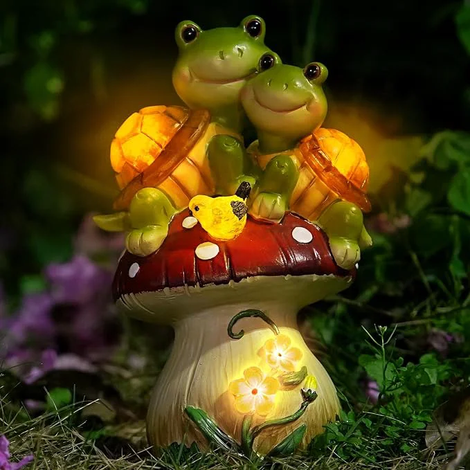 Convenient Solar Light Turtle Garden Statue Turtle on Mushroom Figurine Lovely Tortoise Expertly Made