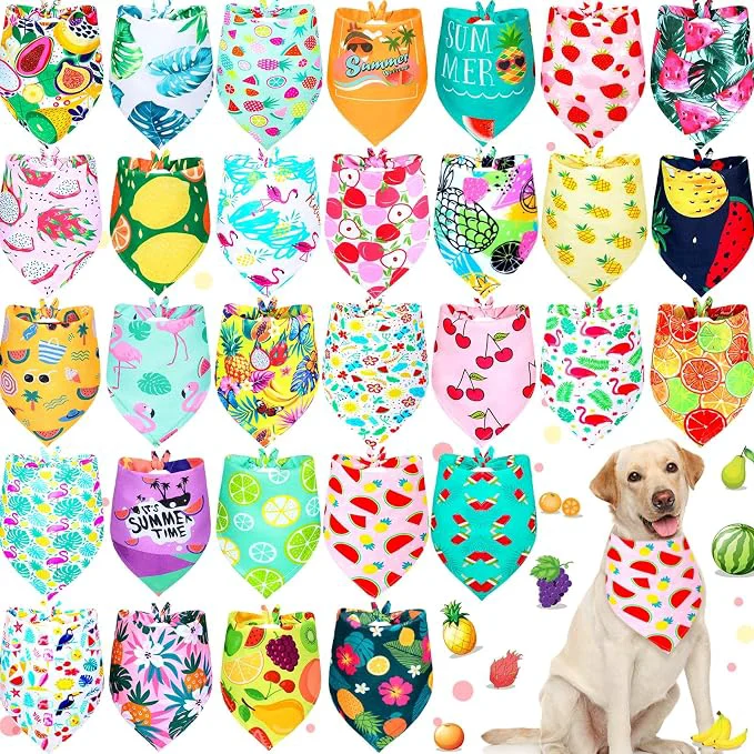 Breathable Eccliy 30 Pack Summer Fruit Dog Bandanas Bulk Soft Triangle Dog Scarfs Genuine