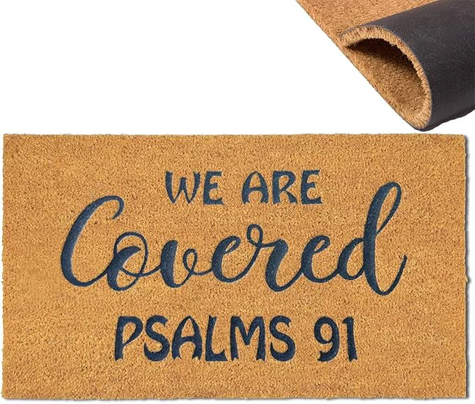 Selected Assaoy We are Covered Psalm 91 Funny Door Mats Outside Coir Doormat Official