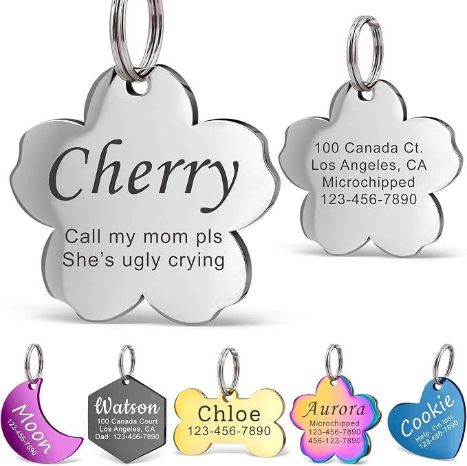 Fast Anavia Personalized Pet ID Tags Stainless Steel Glossy Laser Engraved Dog Cat User-Friendly