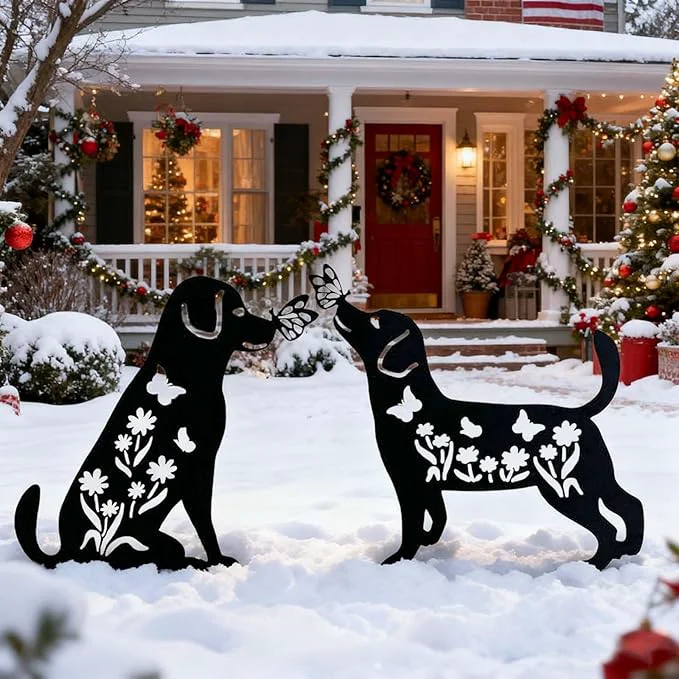Specialty 2 Pack Metal Dog Garden Decor for Outside Sustainable