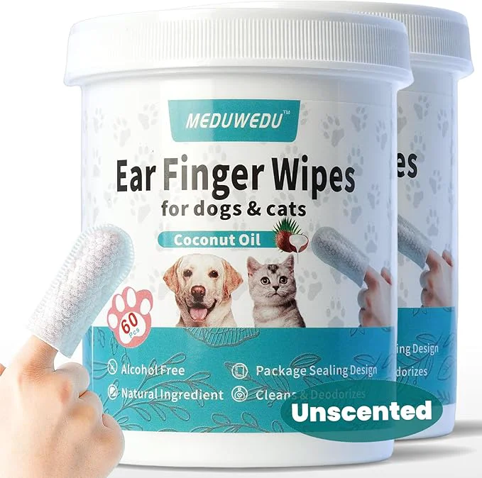 Genuine Ear Cleaner Finger Wipes 120 Counts Dog Ear Cleaner Grooming Kit Care Innovative