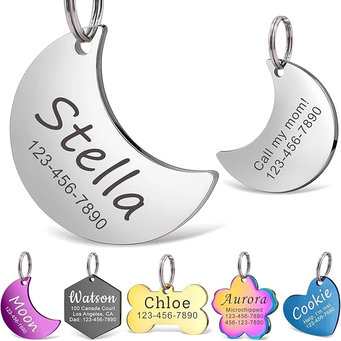 Comfortable Anavia Personalized Pet ID Tags Stainless Steel Glossy Laser Engraved Dog Cat Outstanding
