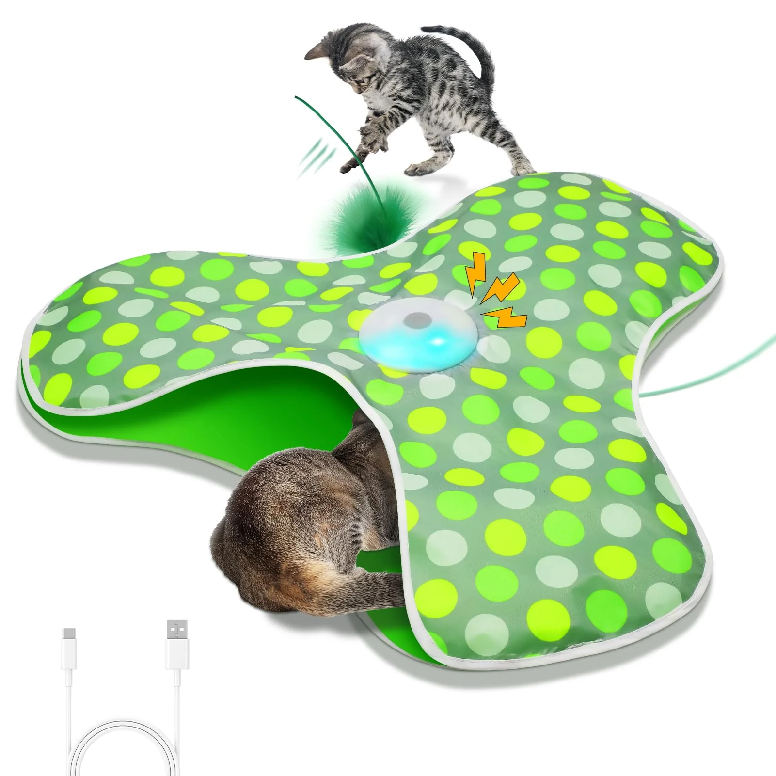 Stylish Sofolor Interactive Cat Toy - Motion Activated Hide and Seek Feather Wand USB Rechargeable Luxury