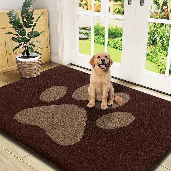 Stylish Buganda Dog Door Mat for Muddy Paws Absorbent Dirt Trapper Non Slip Indoor High-Grade