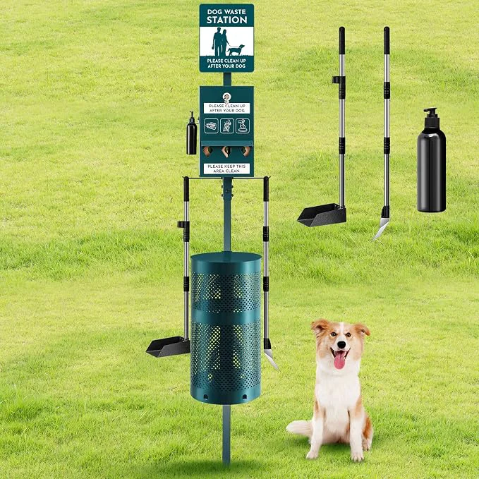 Carefully Designed Qinyoung Dog Waste Station Outdoor Dog Poop Trash Can High-Grade