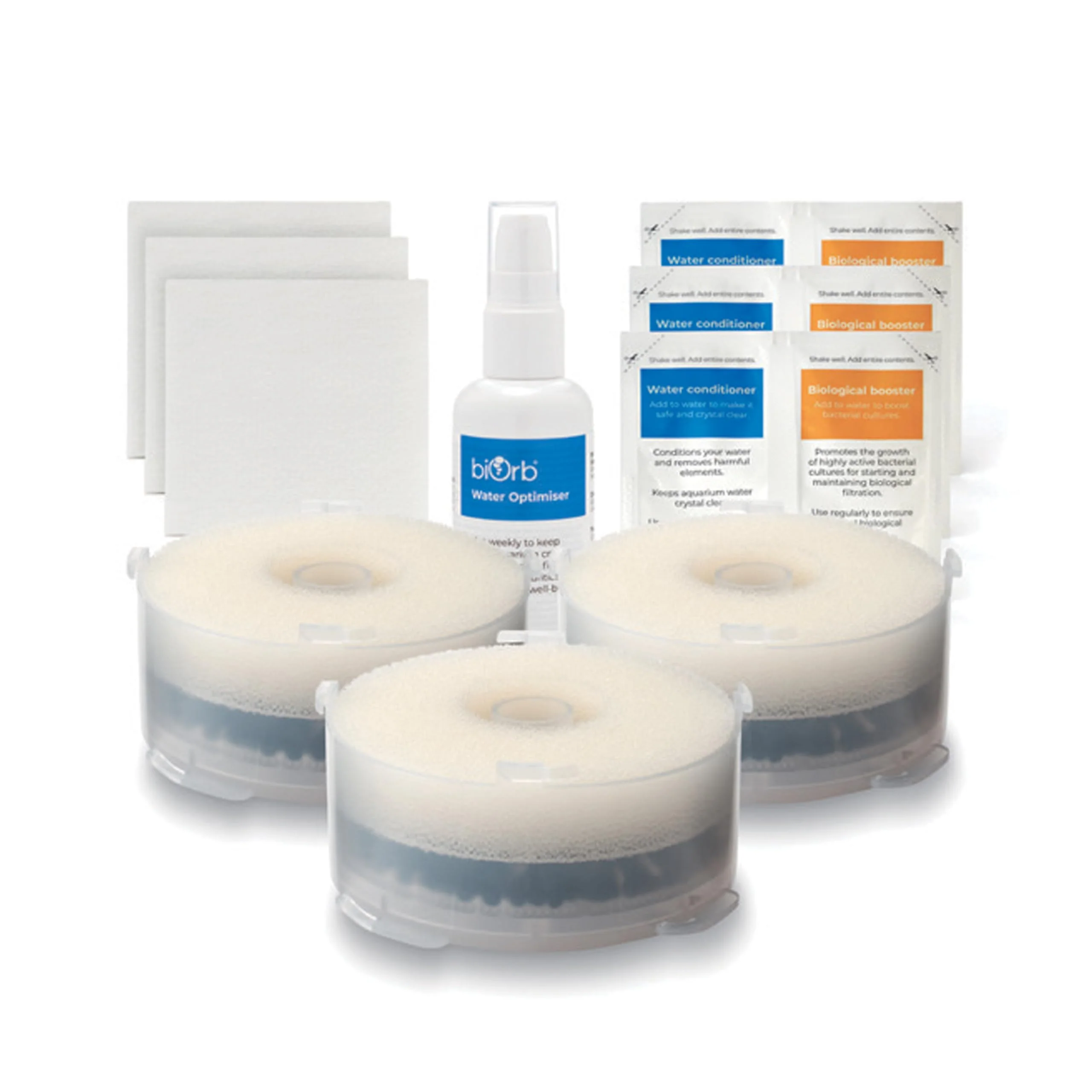 High-End biOrb Service Kit x3 Plus Water Optimizer 3 Service Kits 3 Cleaning Pads Genuine