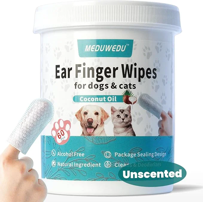Refined Ear Cleaner Finger Wipes 60 Counts Dog Ear Cleaner Grooming Kit Care Top-Quality