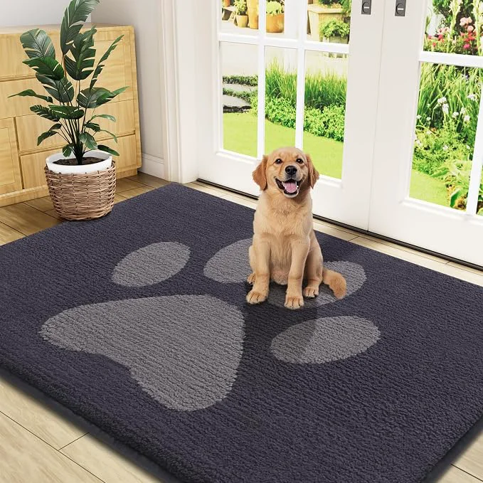 Reliable Buganda Dog Door Mat for Muddy Paws Absorbent Dirt Trapper Non Slip Indoor Reusable