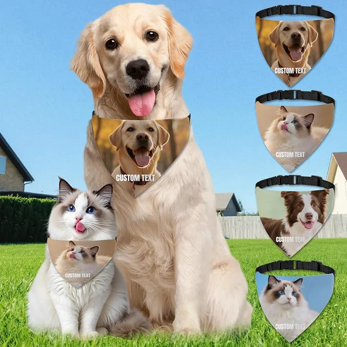 Classic Custom Dog Bandana with Photo Personalized Dog Bandana Custom Image Text Unique