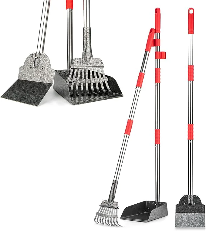 Functional Pooper Scooper Long Handle Dog Pooper Scooper Heavy Duty Stainless Steel Rake Classic