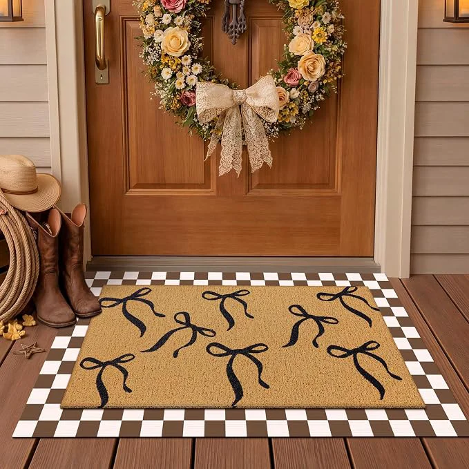 Original Design Tinideya 2 Pcs Boho Bows Door Mat Welcome Non Slip Coir Mats Floor Layering Exceptional