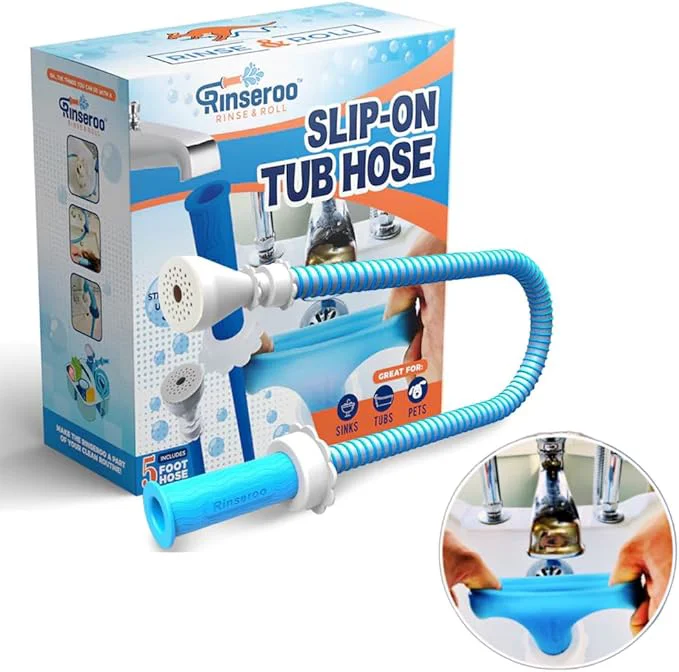 Selected Rinseroo Slip-On Tub Hose – As Seen on Shark Tank – 5ft Flex Bathtub Faucet Comfortable