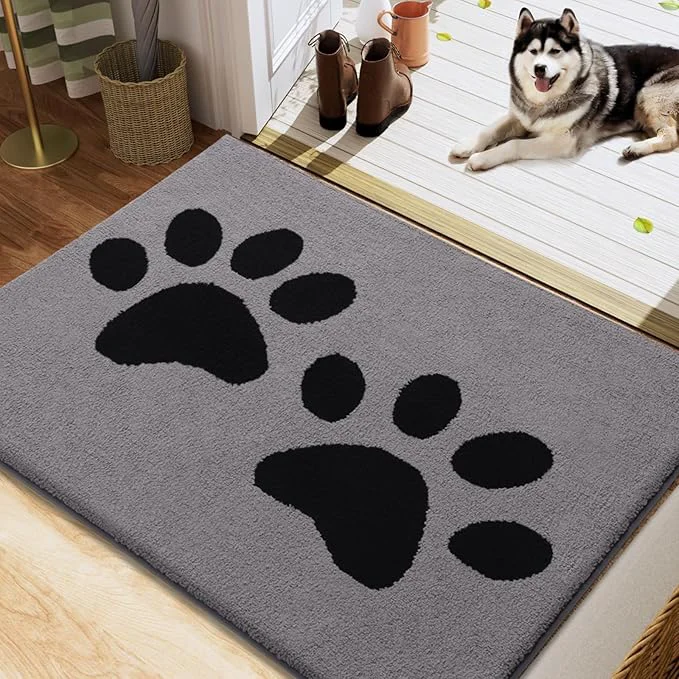 Detailed Buganda Dog Door Mat for Muddy Paws Absorbent Dirt Trapper Washable Indoor Certified