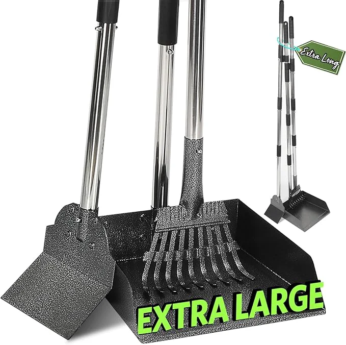 Fashionable T2Y Pooper Scooper Adjustable Stainless Steel Rake Spade Extra Large Tray Superior