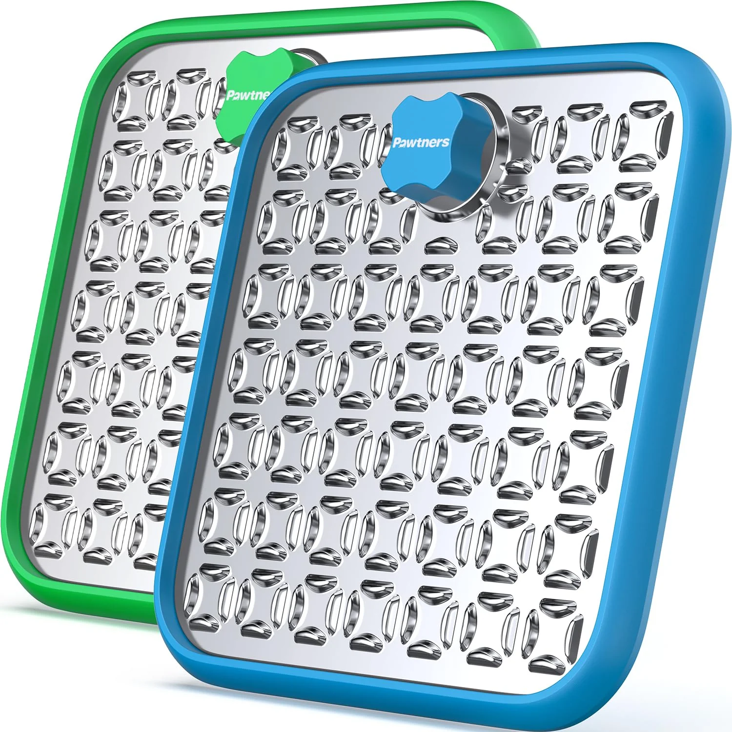 Refined Pawtners Stainless Steel Large Lick Mat for Dogs Cats — 9x9 Slow Feeder Dishwasher Safe Includes Spatula Scrubbing Brush Smart