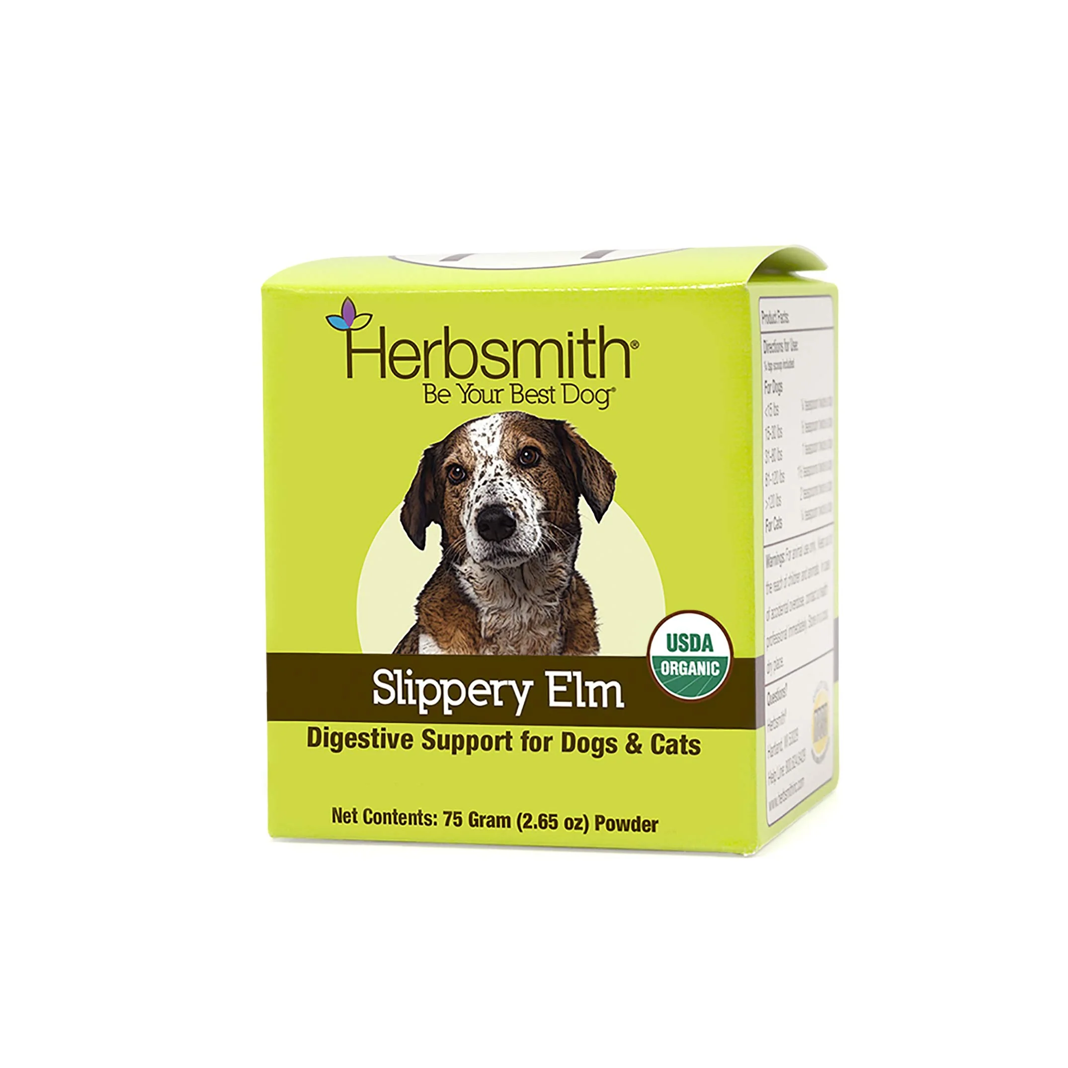 Advanced Herbsmith Organic Slippery Elm – Digestive Support for Dogs Cats Gentle Plant-Based Powder 75g Expertly Made