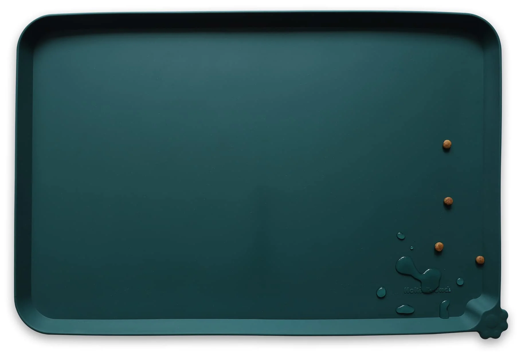 Clean Hoki Found Large Silicone Pet Food Mats - Non-Slip Waterproof 24x16 Dark Cedar Organic