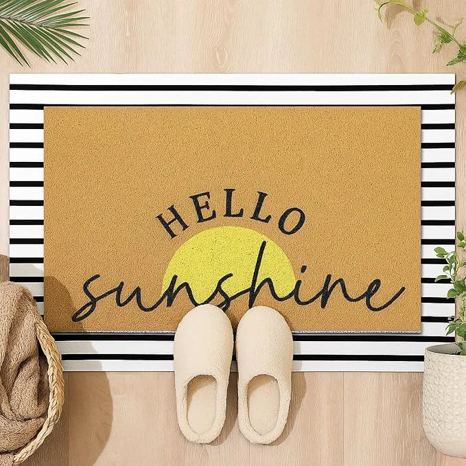 Contemporary Tinideya 2 Pcs Summer Sunshine Door Mat Yellow Welcome Non Slip Coir Mats Proven