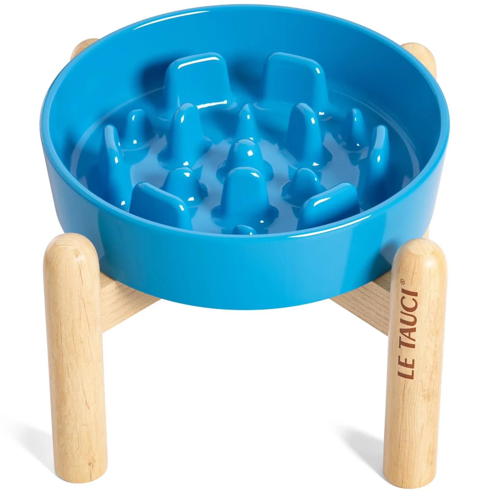 Professional LE TAUCI Ceramic Slow Feed Dog Bowls – d Non-Slip Blue 6 inch for Small Breeds Optimized