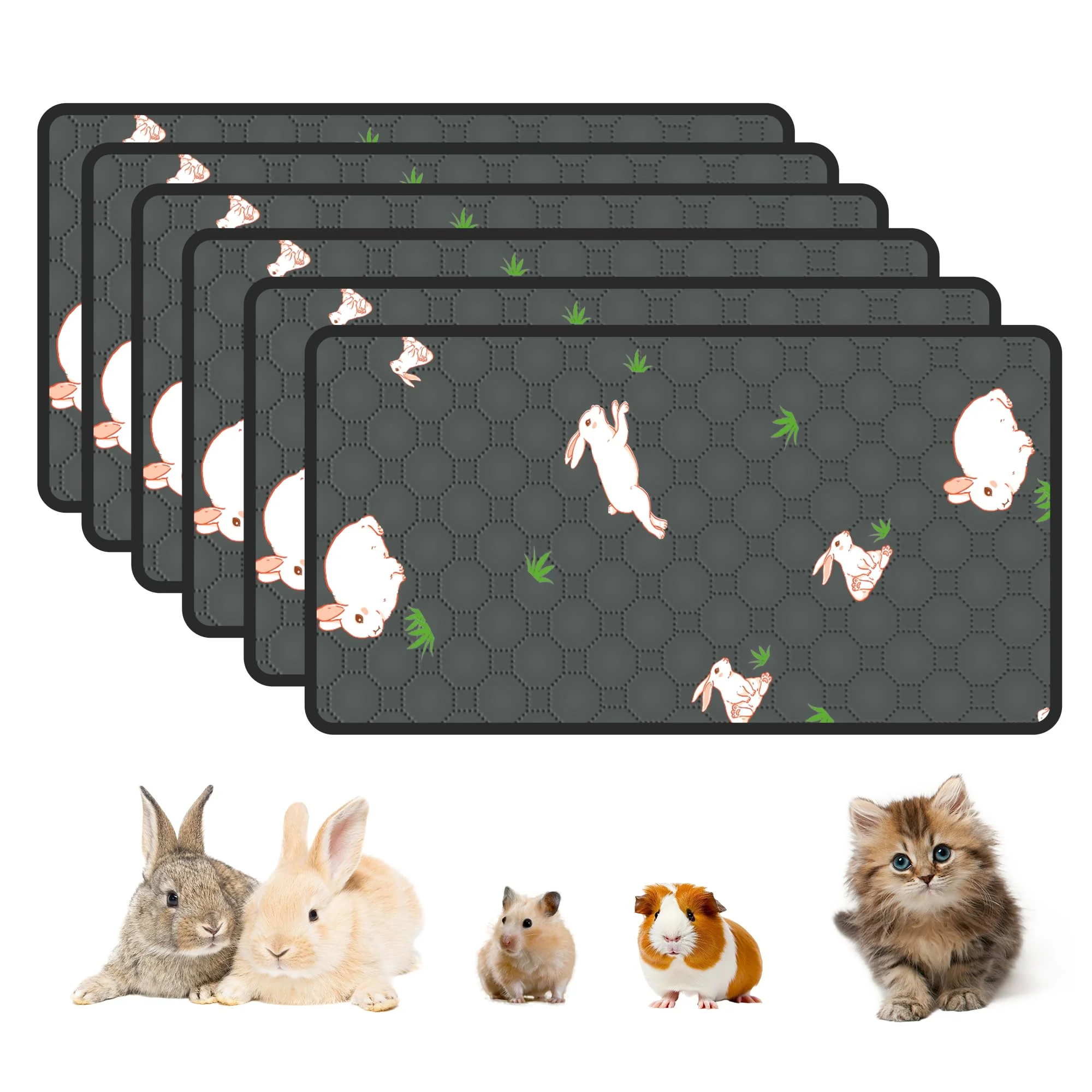 Sophisticated MODESLAB 6-Pack Guinea Pig Cage Liner 16x30in – Fast Absorption Washable Bedding Pee Pads Leakproof Non-Slip Efficient
