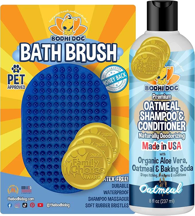 Smart Bodhi Dog Shampoo Brush Oatmeal Shampoo and Conditioner Bundle Comfortable