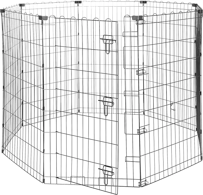 Trendy Amazon Basics Foldable Octagonal Metal Exercise Dog Playpen Indoor Outdoor Fashionable