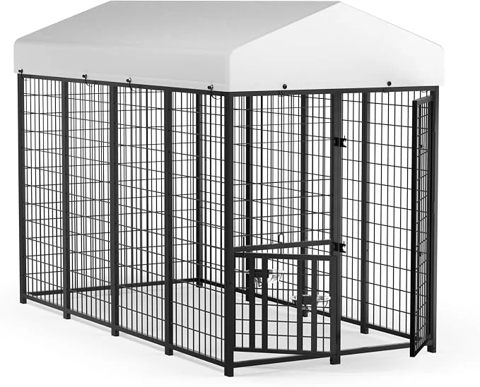 Genuine LOVMOR Outdoor Dog Kennel with Roof Heavy Duty Steel Dog Run Enclosure Proven