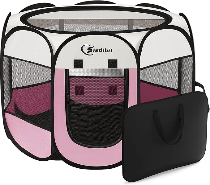 Superior Pink Puppy Playpen for Large Dog Cat Dog Tent Crates Cage Indoor Outdoor Detailed
