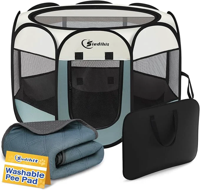 Quality Dog Playpen with Washable Pee Pad Puppy Pet Cat Playpen Small Dogs Tent Crate Soft