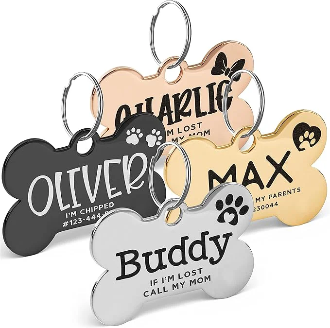 Artisan Stainless Steel Engraved Pet ID Tags Detailed