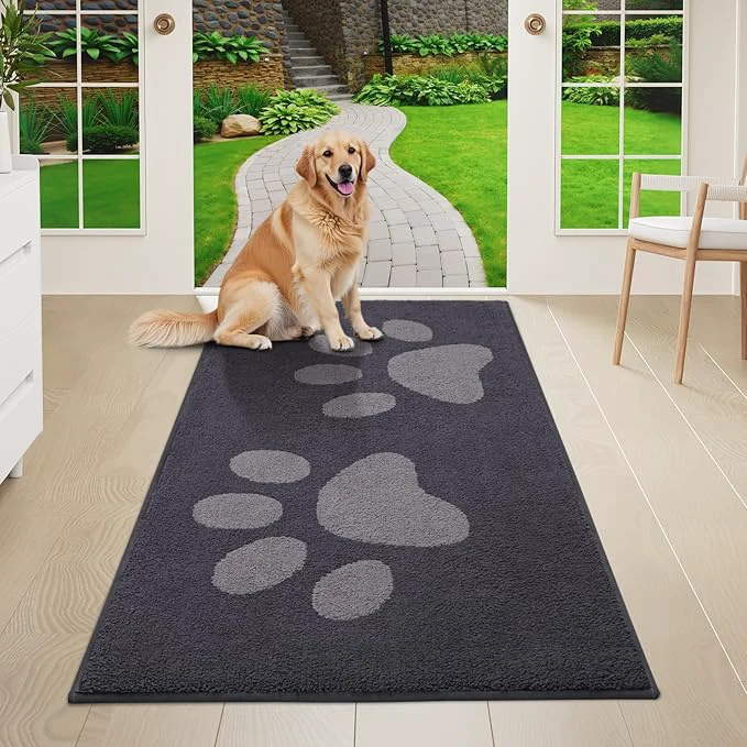 Practical Buganda Dog Door Mat for Muddy Paws Absorbent Dirt Trapper Washable Indoor Consistent