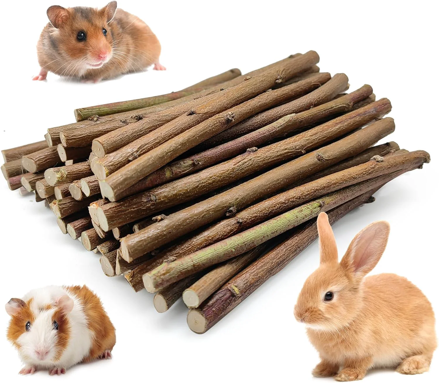 Solid 250g Natural Peach Wood Chew Sticks for Rabbits Hamsters Chinchillas - Extra Hard Teeth Grinding Toy Untreated Safe Long-Lasting Rodent Chews World-Class