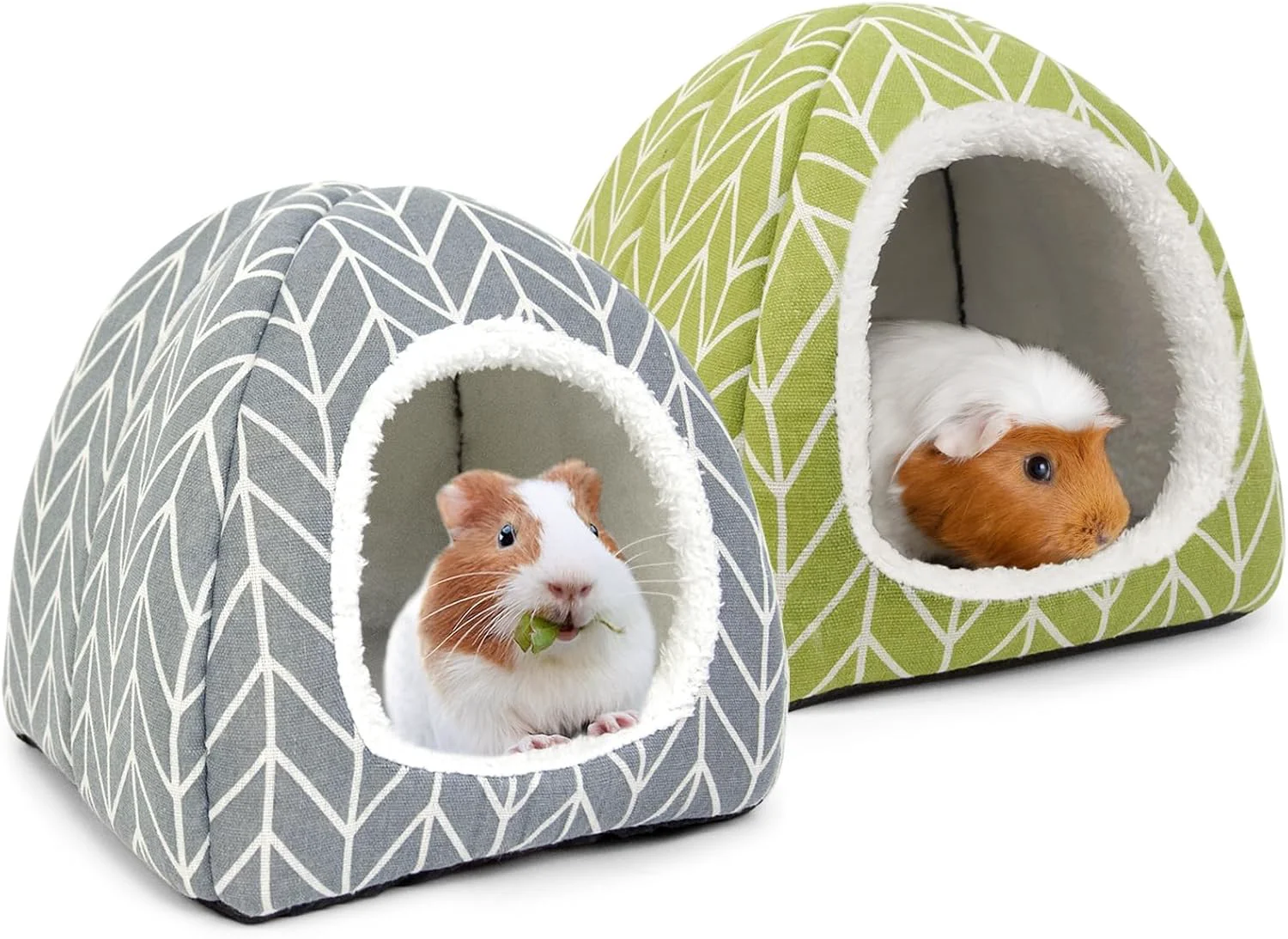 Natural 2 Pack Guinea Pig Hideout Bed Rabbit House Cave Accessories Cozy Hide-Out for Bunny Hedgehog Ferret Chinchilla Other Small Animals Safe