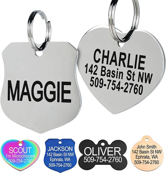 Trendy GoTags Stainless Steel Pet ID Tags Personalized Dog Tags and Cat Tags Relaxed
