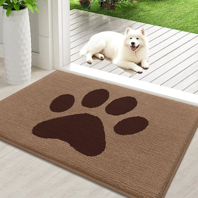 Functional Buganda Dog Door Mat for Muddy Paws Absorbent Dirt Trapper Non Slip Indoor Classic