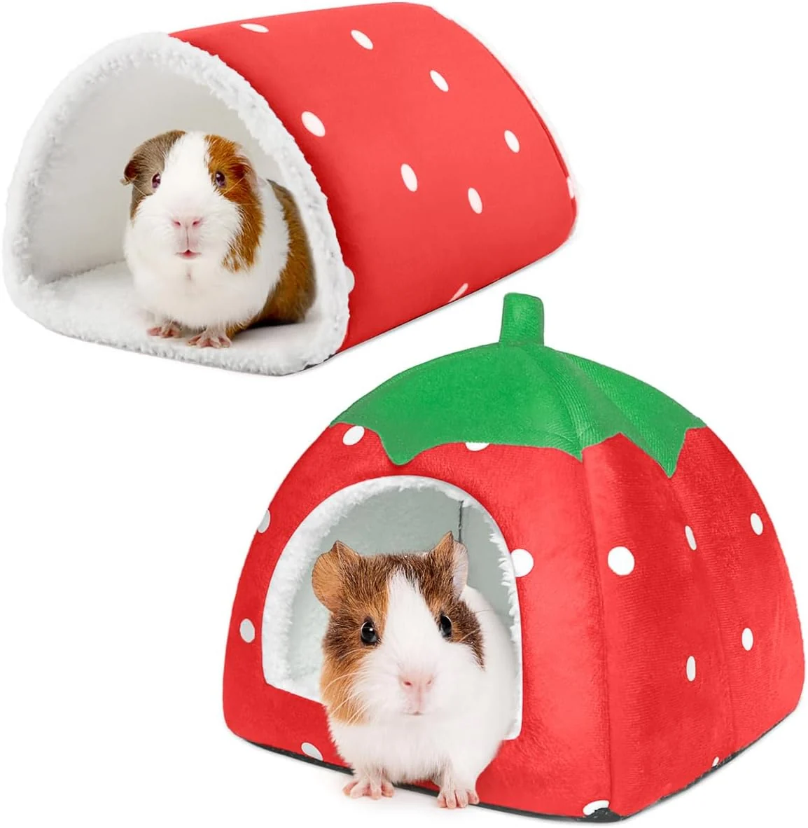 Refined Guinea Pig Hideout with Tunnel Washable Chinchilla House Bed Fleece Hideaway Enrichment Toys and Cage Accessories for Ferret Hedgehog Small Animal Luxury