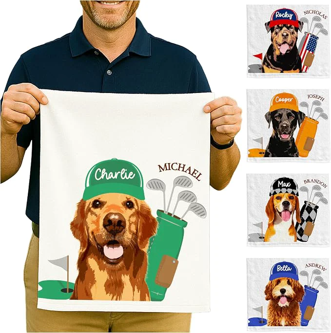 Original Design Custom Pet Golf Towel – Personalized Golf Club Towel Reusable